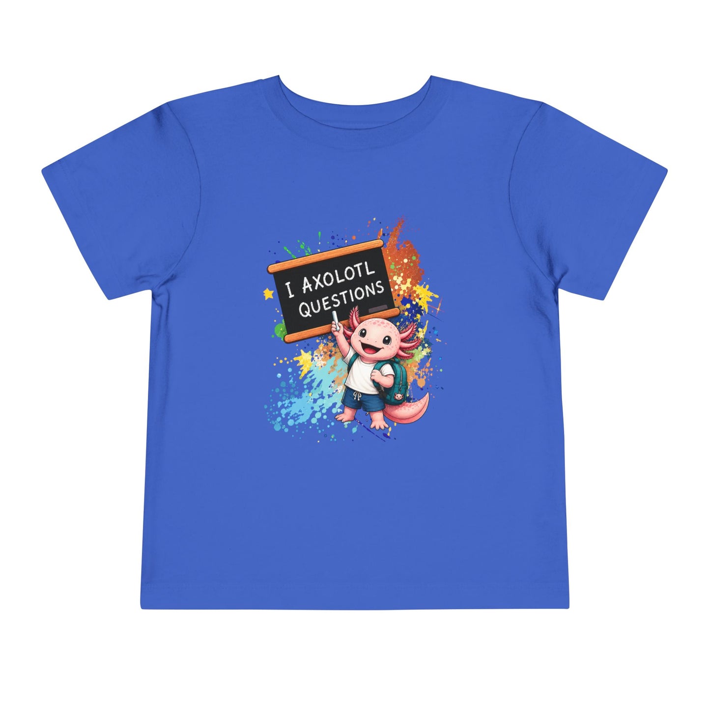 Axolotl back to school Toddler Tee — 'Axolotl Questions' Cute Axolotl Kids Shirt