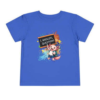 Axolotl back to school Toddler Tee — 'Axolotl Questions' Cute Axolotl Kids Shirt