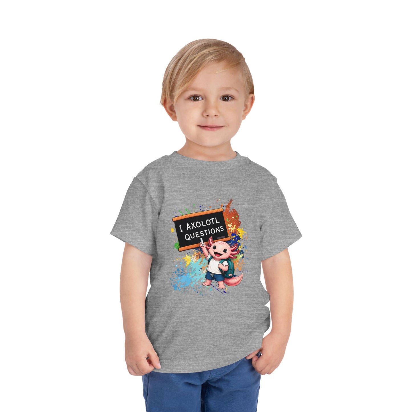 Axolotl back to school Toddler Tee — 'Axolotl Questions' Cute Axolotl Kids Shirt