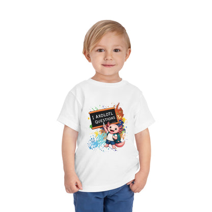 Axolotl back to school Toddler Tee — 'Axolotl Questions' Cute Axolotl Kids Shirt