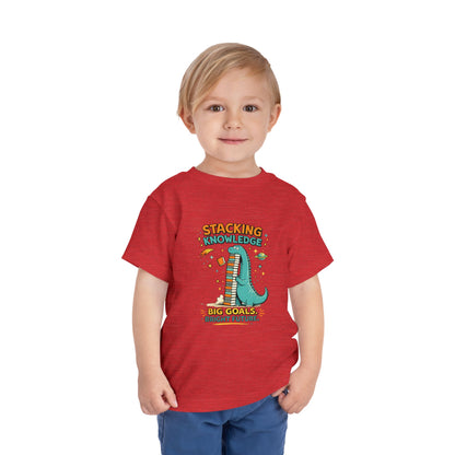 Dino School Toddler Tee — Stacking Knowledge Big Goals Bright Future