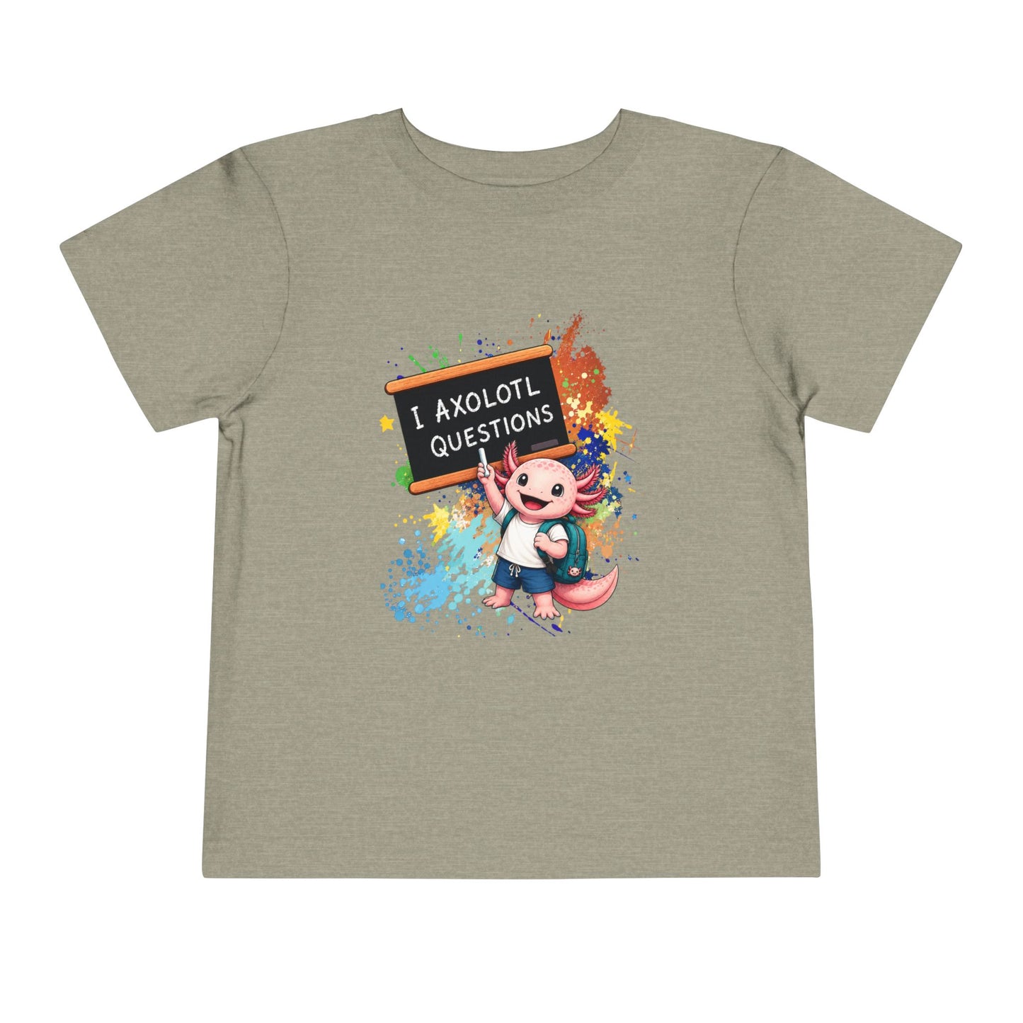 Axolotl back to school Toddler Tee — 'Axolotl Questions' Cute Axolotl Kids Shirt