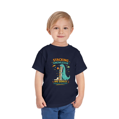 Dino School Toddler Tee — Stacking Knowledge Big Goals Bright Future