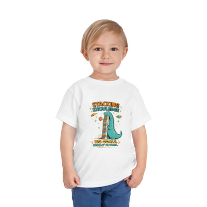 Dino School Toddler Tee — Stacking Knowledge Big Goals Bright Future