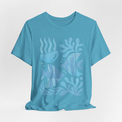 T-Shirt — Coastal Blue Ocean Fish Graphic Tee - Reef Rhythm | Ocean Art T-Shirt
