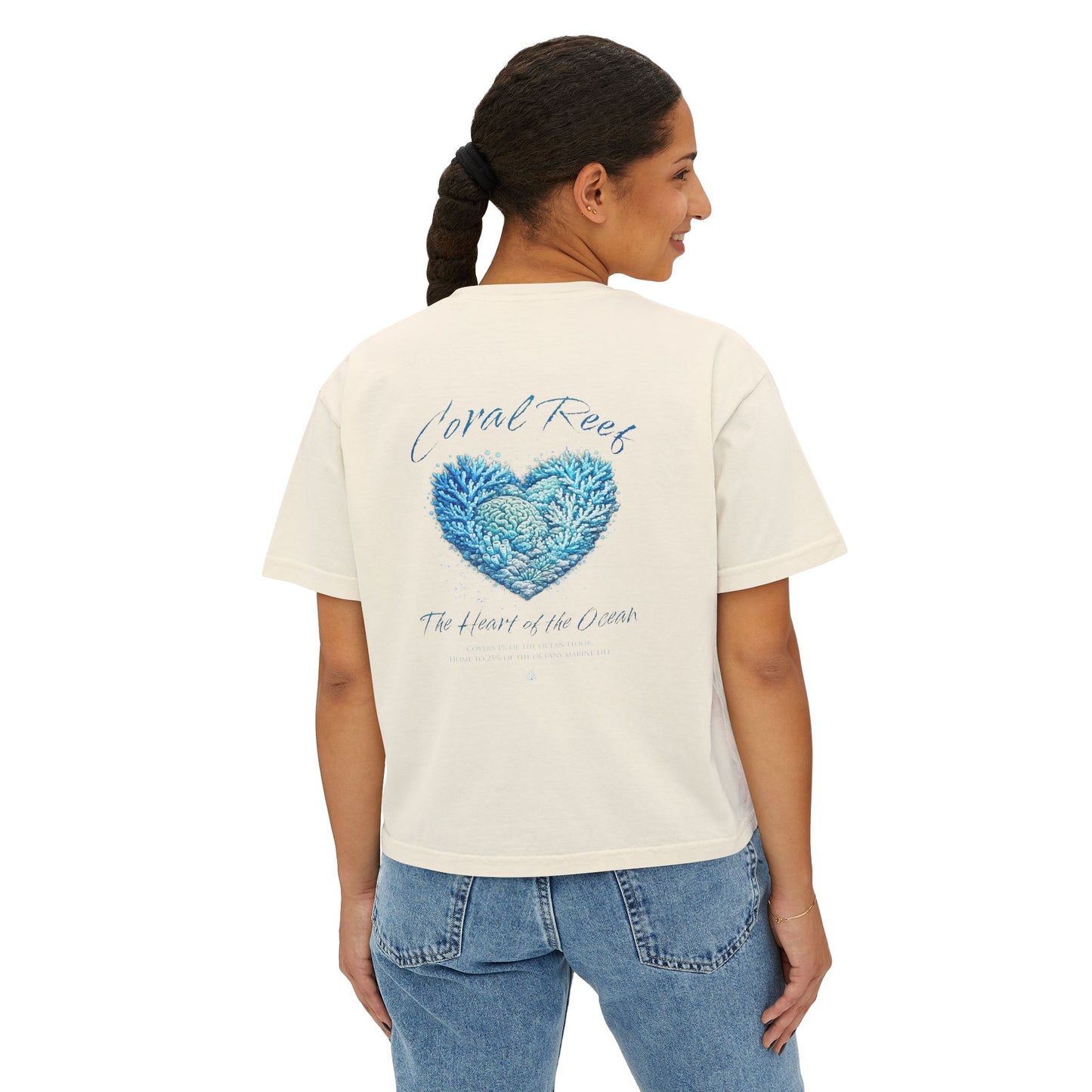Coral Reef Heart Boxy Tee — "Coral Reef: The Heart of the Ocean"