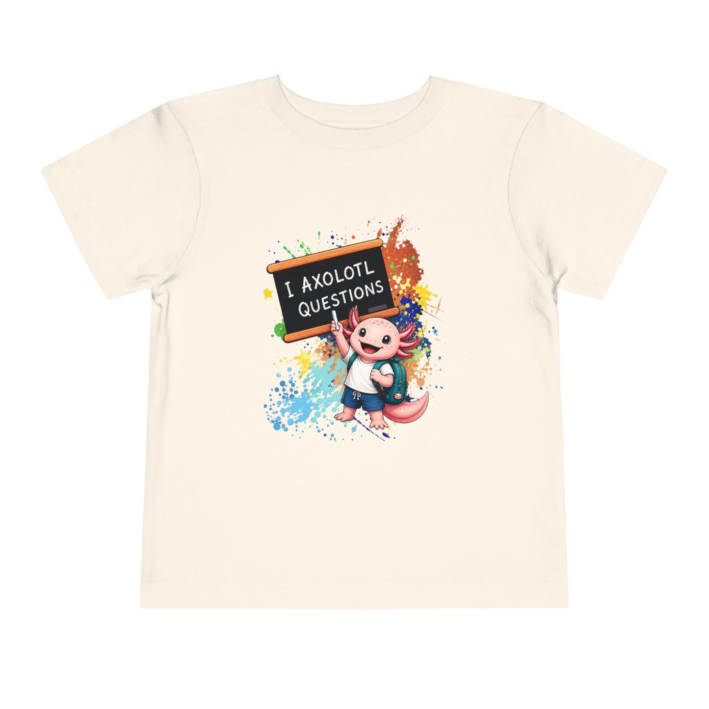 Axolotl back to school Toddler Tee — 'Axolotl Questions' Cute Axolotl Kids Shirt