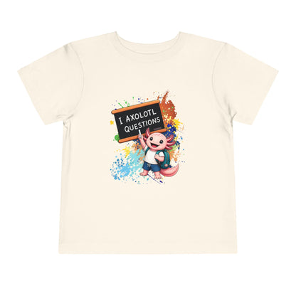 Axolotl back to school Toddler Tee — 'Axolotl Questions' Cute Axolotl Kids Shirt