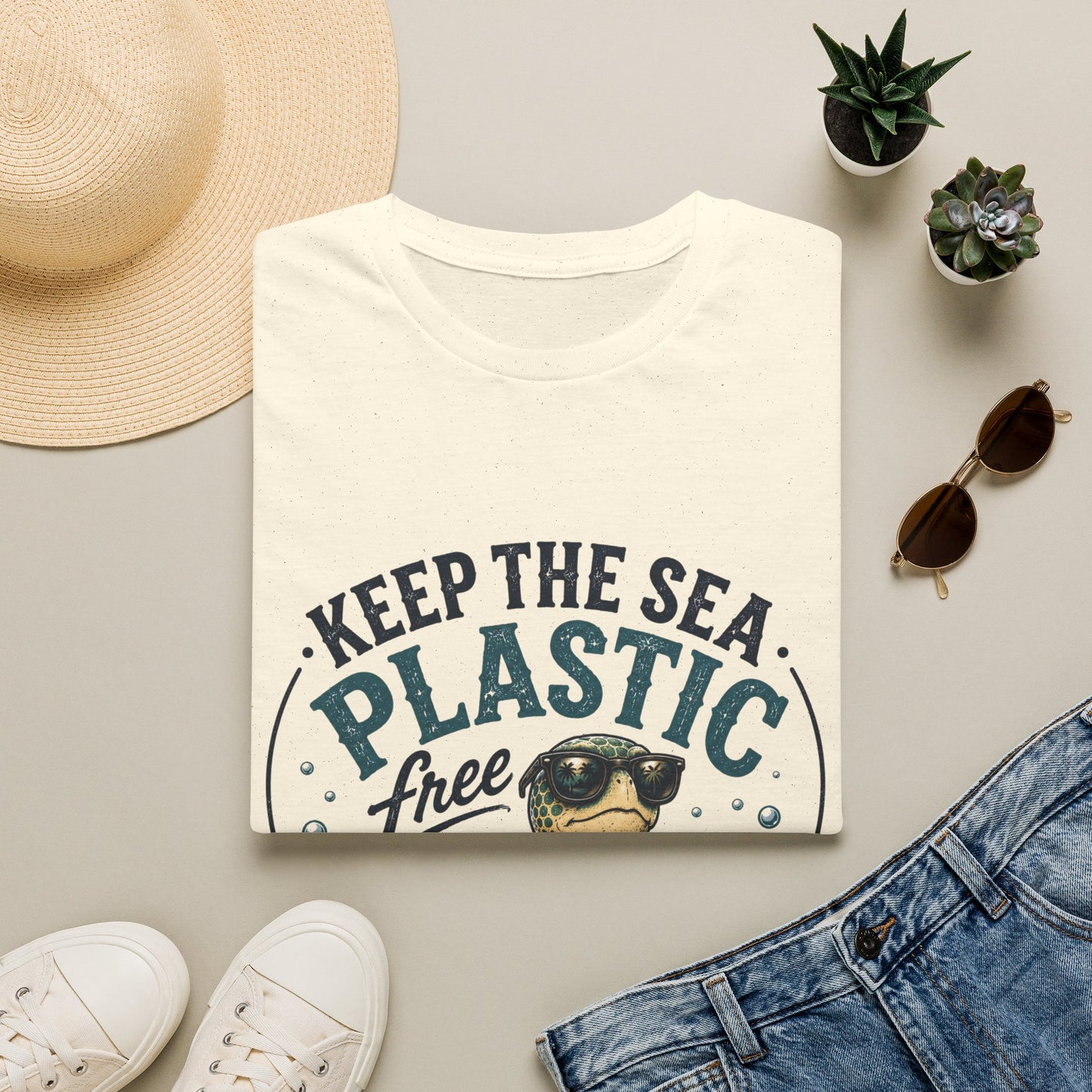 Keep the Sea Plastic Free | I'm Salty, Not Trashy Funny Sea Turtle T-Shirt Unisex Softstyle T-Shirt