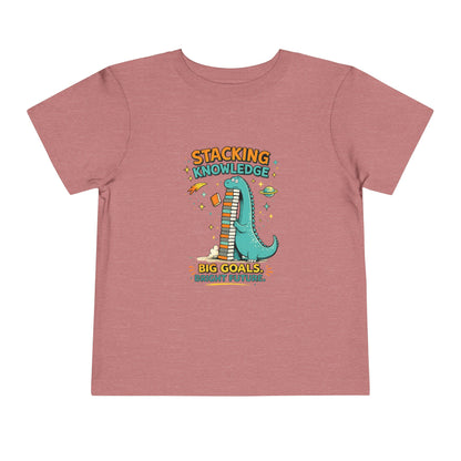 Dino School Toddler Tee — Stacking Knowledge Big Goals Bright Future