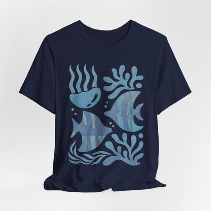 T-Shirt — Coastal Blue Ocean Fish Graphic Tee - Reef Rhythm | Ocean Art T-Shirt