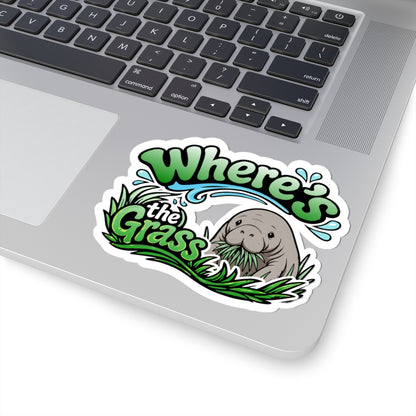 Where's the Grass? Manatee Kiss-Cut Sticker