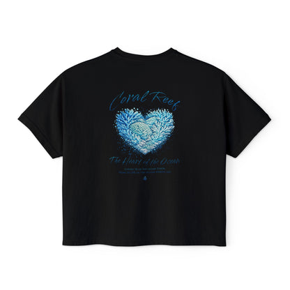 Coral Reef Heart Boxy Tee — "Coral Reef: The Heart of the Ocean"