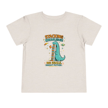 Dino School Toddler Tee — Stacking Knowledge Big Goals Bright Future