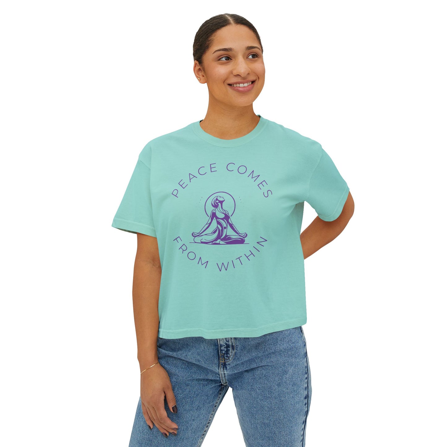Peace Comes From Within Yoga Boxy Tee