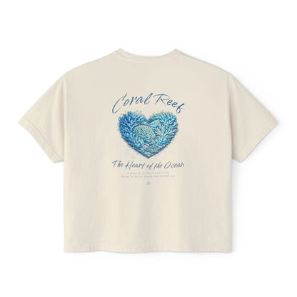 Coral Reef Heart Boxy Tee — "Coral Reef: The Heart of the Ocean"