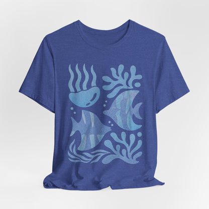 T-Shirt — Coastal Blue Ocean Fish Graphic Tee - Reef Rhythm | Ocean Art T-Shirt