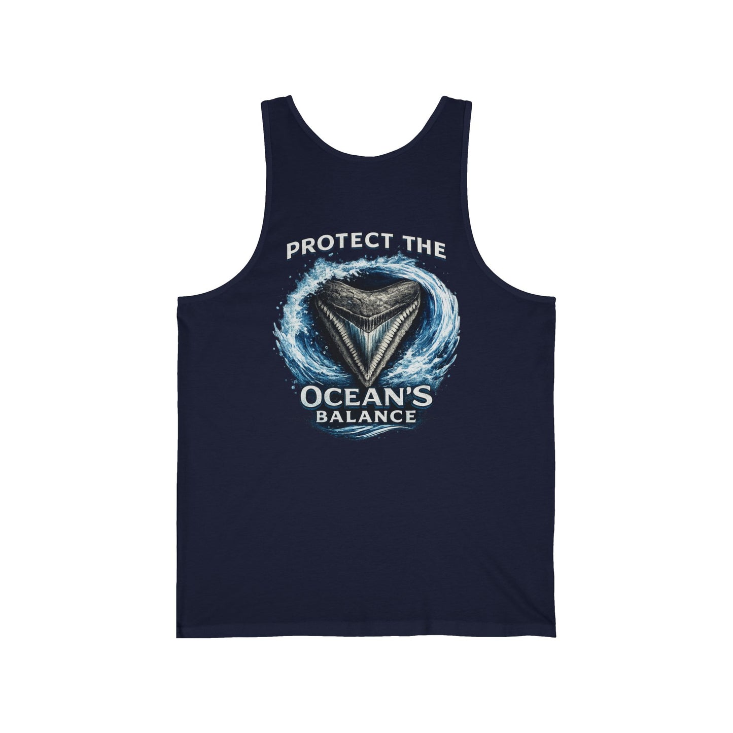 Protect the Ocean's Balance Tank Top — Shark Tooth Conservation Graphic