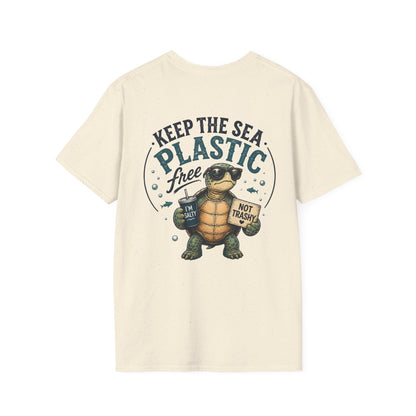 Keep the Sea Plastic Free | I'm Salty, Not Trashy Funny Sea Turtle T-Shirt Unisex Softstyle T-Shirt