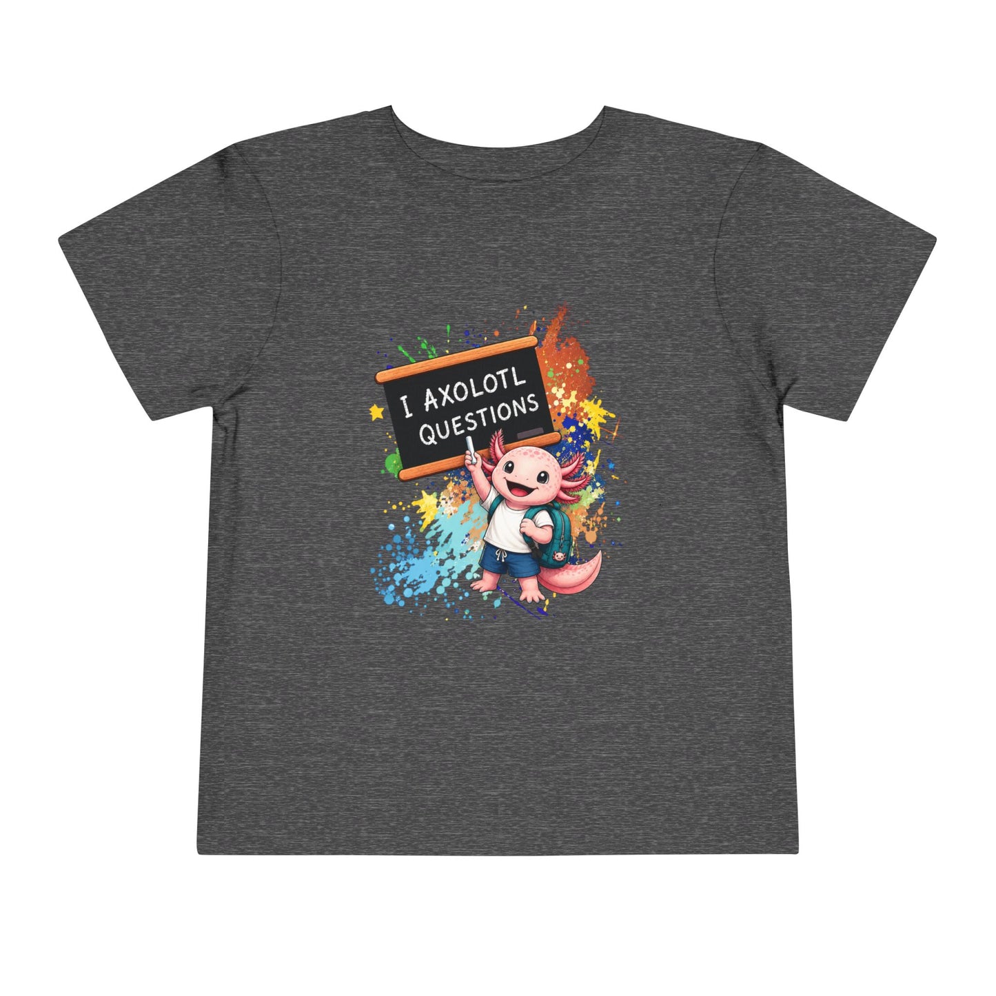 Axolotl back to school Toddler Tee — 'Axolotl Questions' Cute Axolotl Kids Shirt