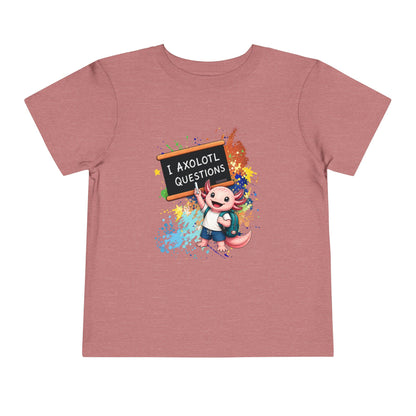 Axolotl back to school Toddler Tee — 'Axolotl Questions' Cute Axolotl Kids Shirt