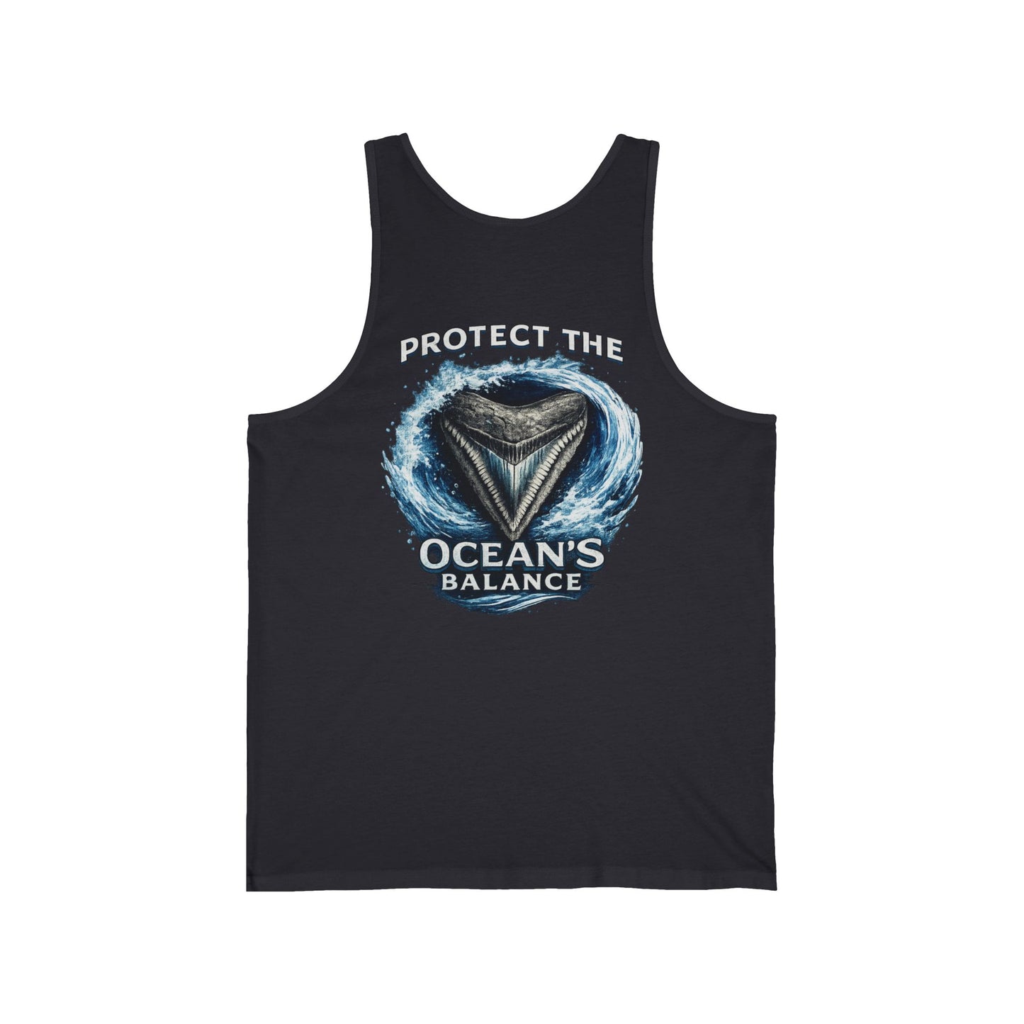 Protect the Ocean's Balance Tank Top — Shark Tooth Conservation Graphic