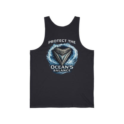 Protect the Ocean's Balance Tank Top — Shark Tooth Conservation Graphic