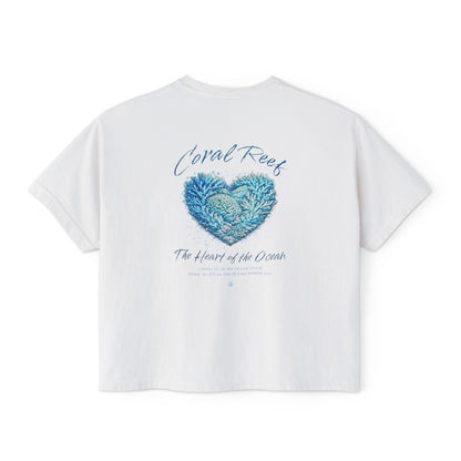 Coral Reef Heart Boxy Tee — "Coral Reef: The Heart of the Ocean"