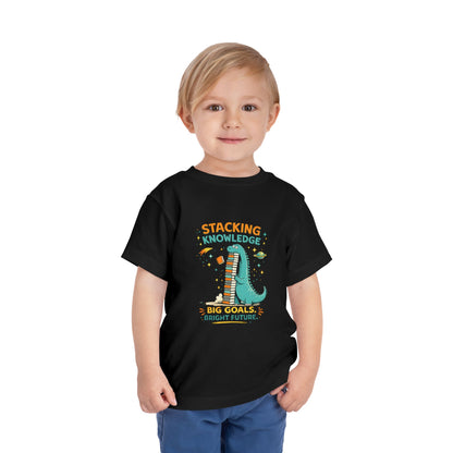 Dino School Toddler Tee — Stacking Knowledge Big Goals Bright Future