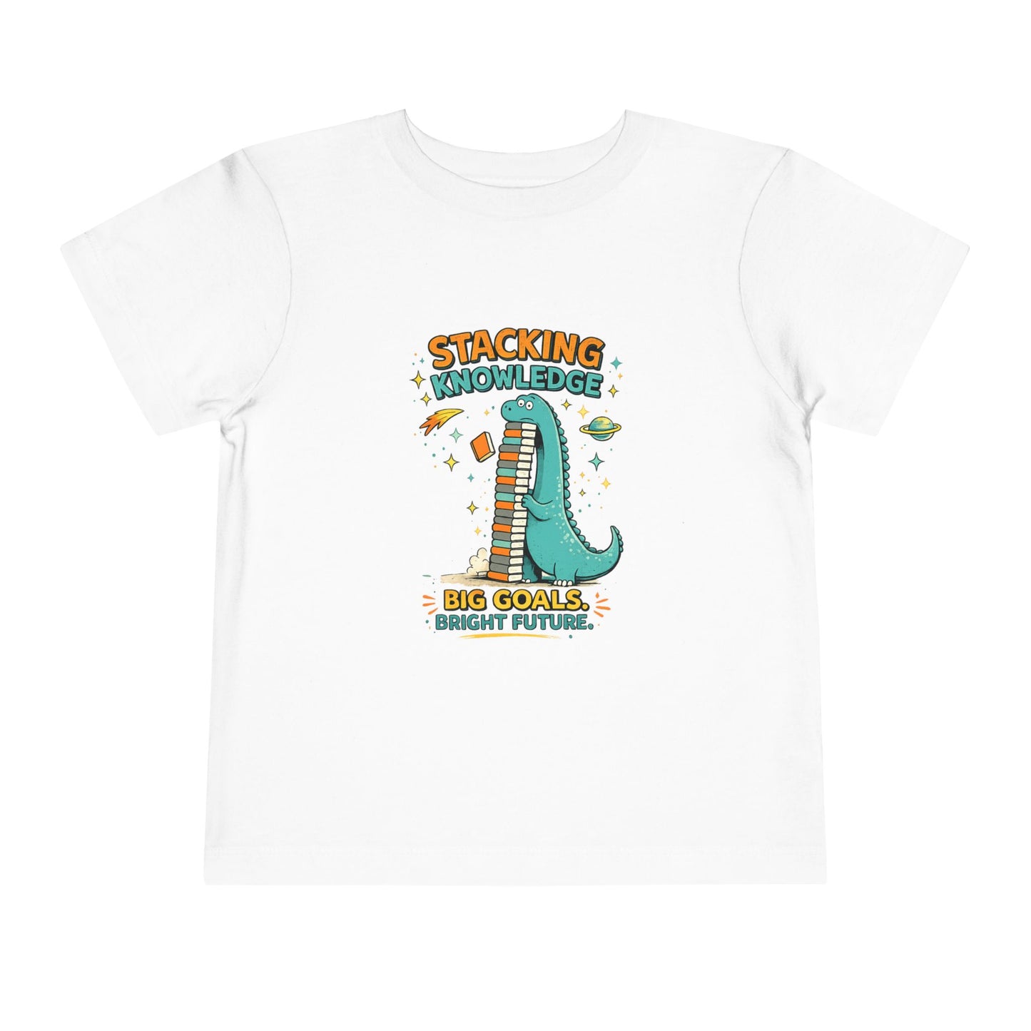 Dino School Toddler Tee — Stacking Knowledge Big Goals Bright Future