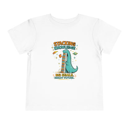Dino School Toddler Tee — Stacking Knowledge Big Goals Bright Future