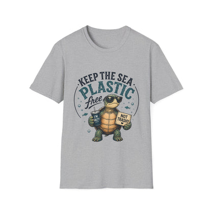 Keep the Sea Plastic Free | I'm Salty, Not Trashy Funny Sea Turtle T-Shirt Unisex Softstyle T-Shirt
