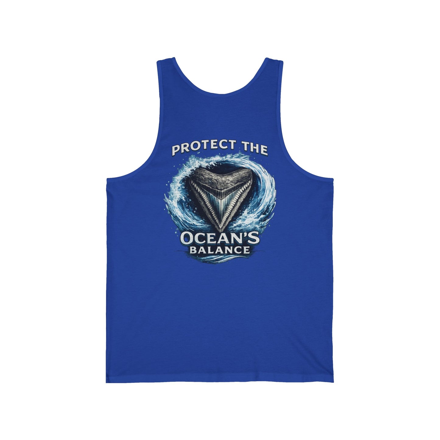 Protect the Ocean's Balance Tank Top — Shark Tooth Conservation Graphic