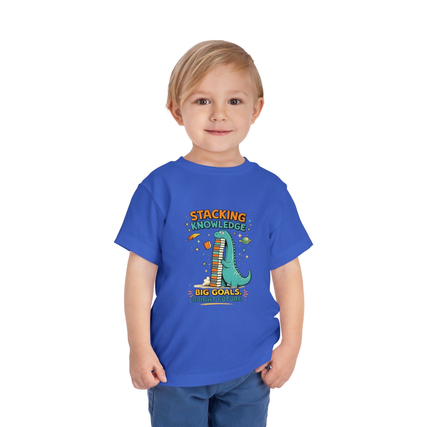 Dino School Toddler Tee — Stacking Knowledge Big Goals Bright Future