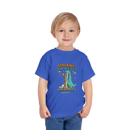 Dino School Toddler Tee — Stacking Knowledge Big Goals Bright Future