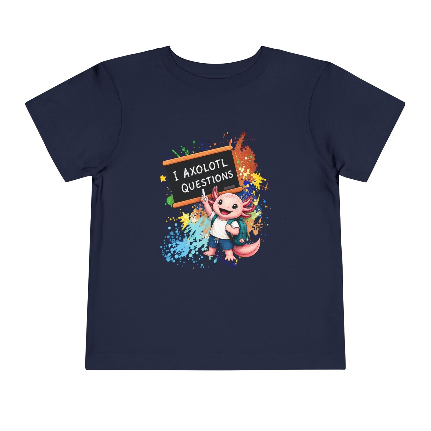 Axolotl back to school Toddler Tee — 'Axolotl Questions' Cute Axolotl Kids Shirt