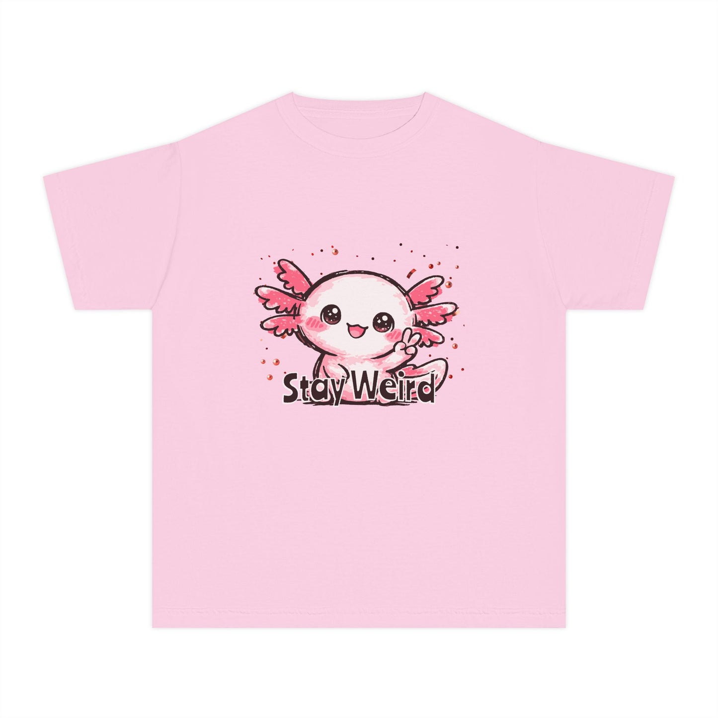 Cute Pink Axolotl “Stay Weird” Graphic Youth TShirt