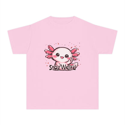Cute Pink Axolotl “Stay Weird” Graphic Youth TShirt