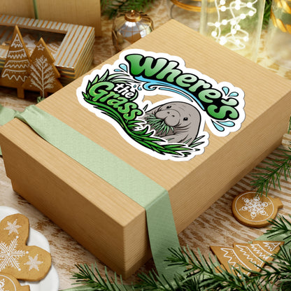 Where's the Grass? Manatee Kiss-Cut Sticker
