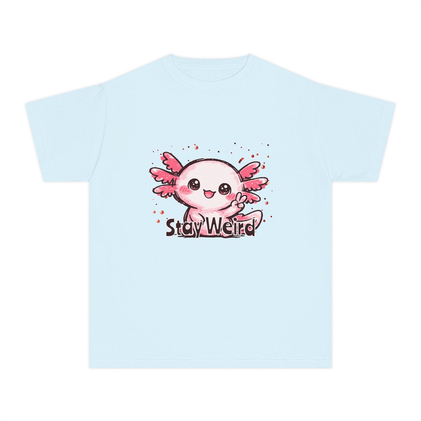 Cute Pink Axolotl “Stay Weird” Graphic Youth TShirt