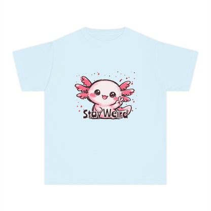 Cute Pink Axolotl “Stay Weird” Graphic Youth TShirt