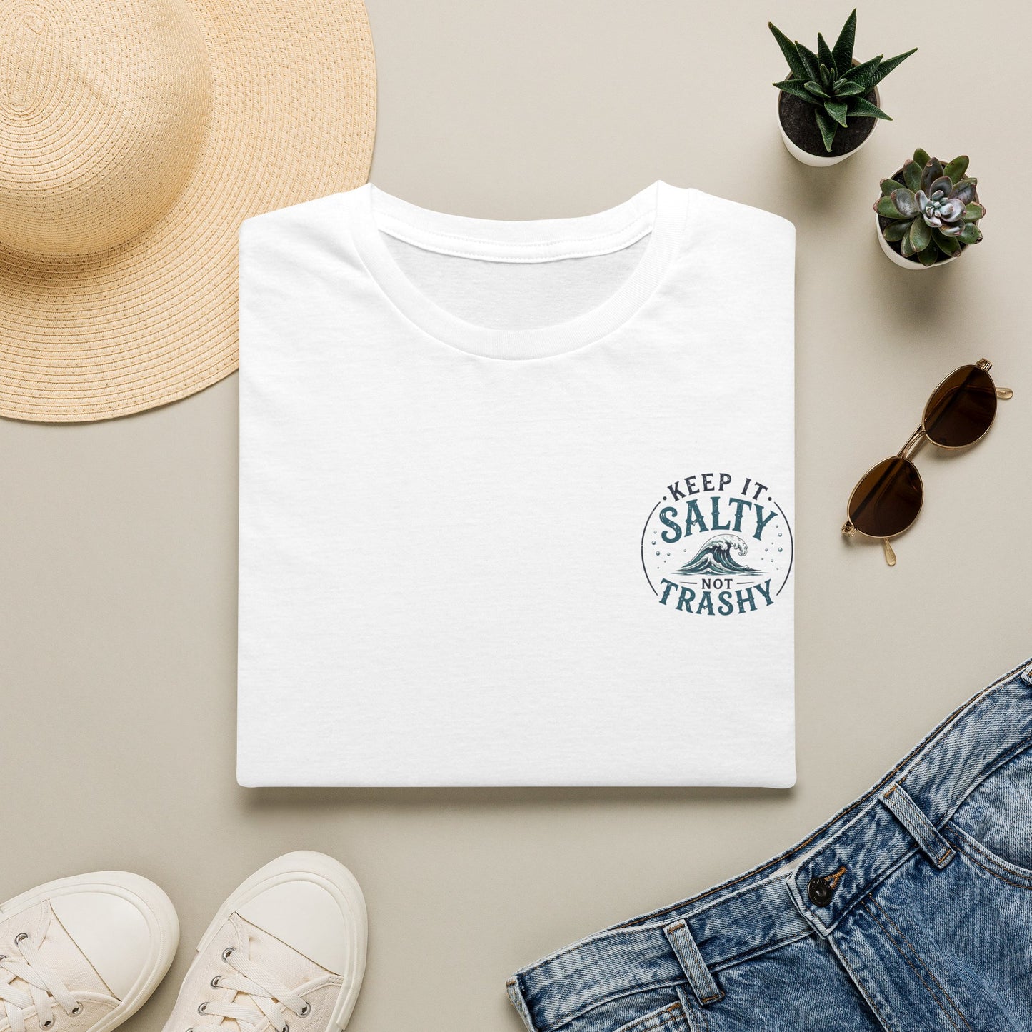 Keep It Salty Not Trashy T-Shirt — Beachy Ocean Conservation Tee