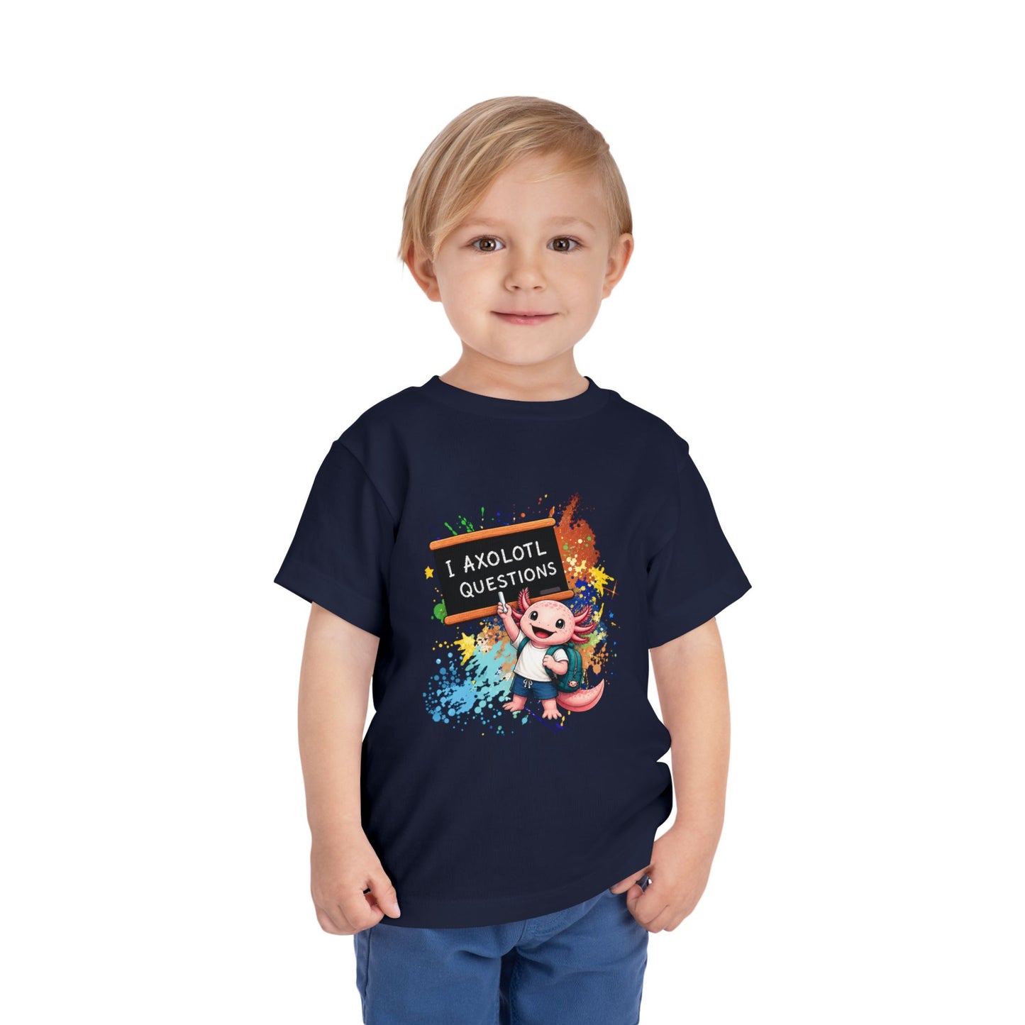 Axolotl back to school Toddler Tee — 'Axolotl Questions' Cute Axolotl Kids Shirt