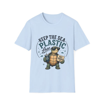 Keep the Sea Plastic Free | I'm Salty, Not Trashy Funny Sea Turtle T-Shirt Unisex Softstyle T-Shirt