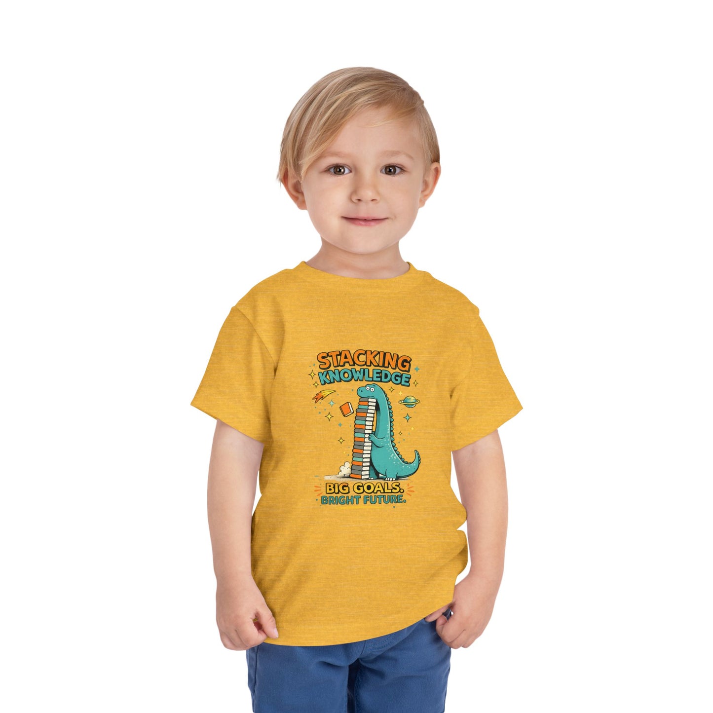 Dino School Toddler Tee — Stacking Knowledge Big Goals Bright Future