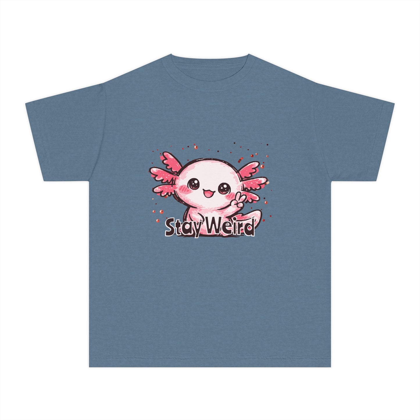 Cute Pink Axolotl “Stay Weird” Graphic Youth TShirt