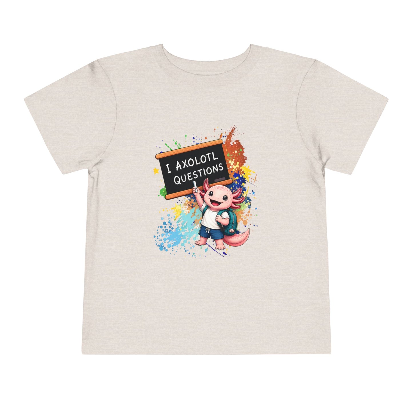 Axolotl back to school Toddler Tee — 'Axolotl Questions' Cute Axolotl Kids Shirt