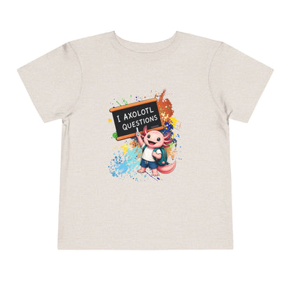 Axolotl back to school Toddler Tee — 'Axolotl Questions' Cute Axolotl Kids Shirt